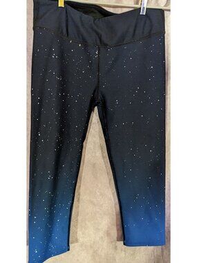 Fabletics Starry Skies Capris Blue & Black Ombre Splatter Print